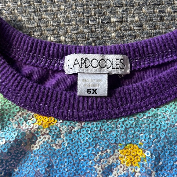 Flapdoodles Girl’s Multicolor Floral Tee w/ Sequins Sz 6X - Picture 3 of 4